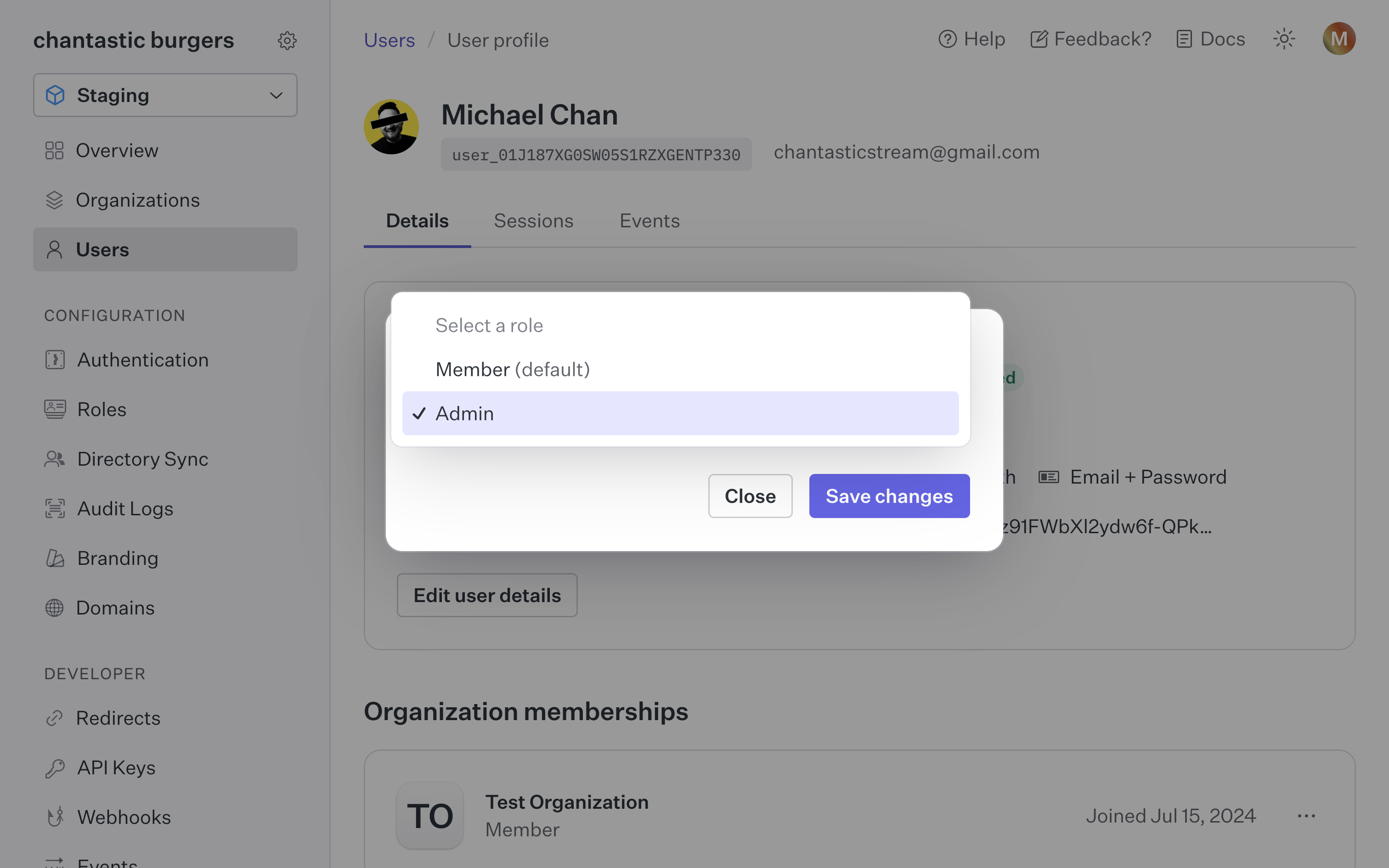 Change user role from Member to Admin.