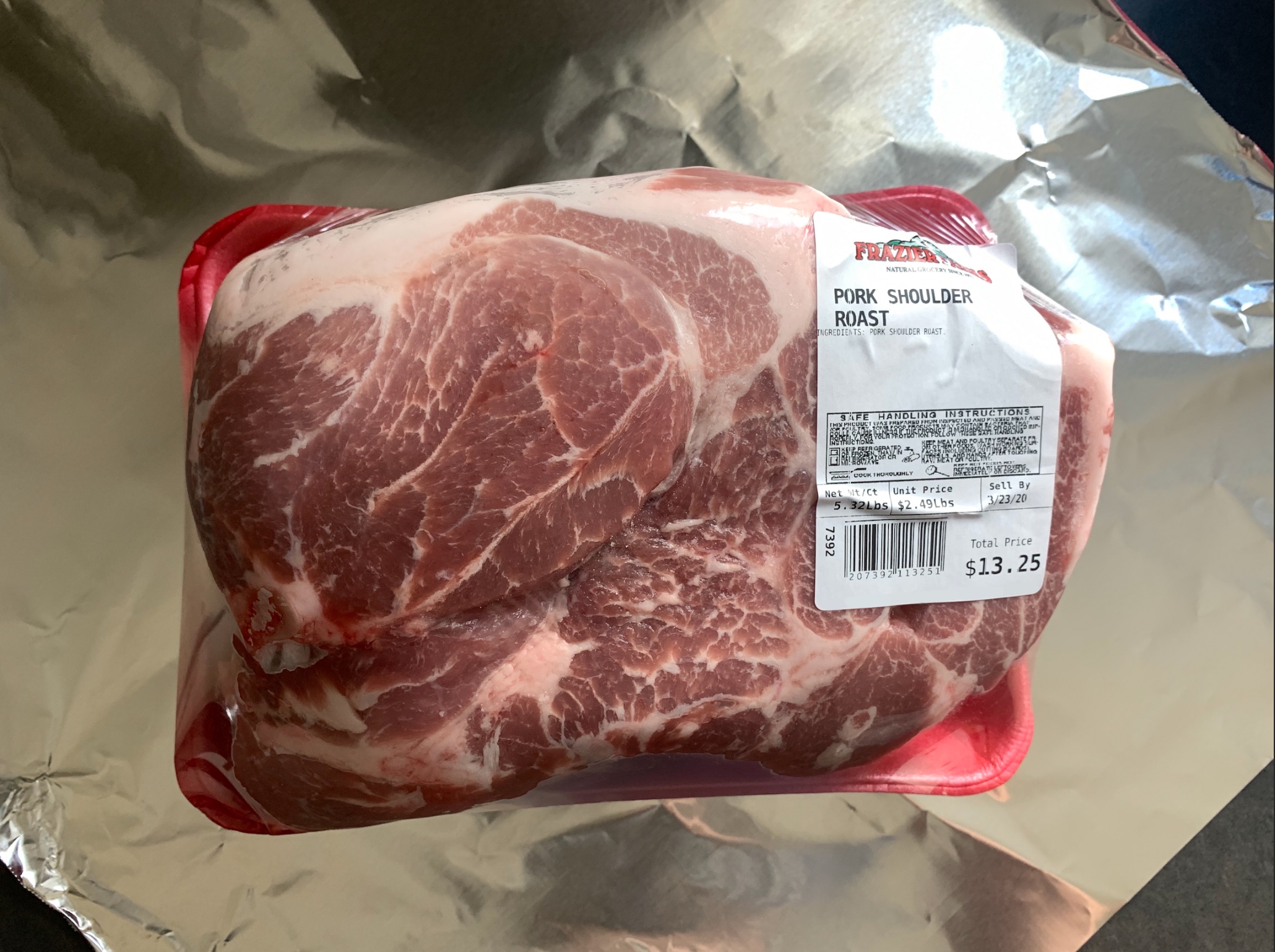 pork shoulder, right from the butcher. bone-in