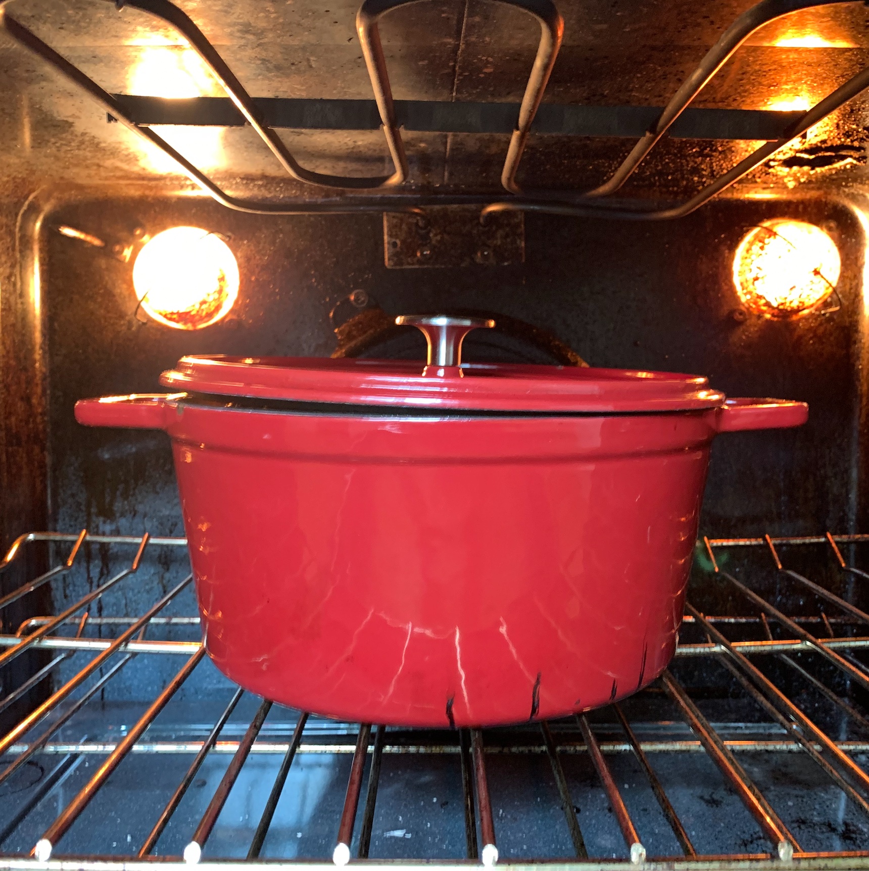 My dutch oven cracking open as the meat tightens. Not ideal.